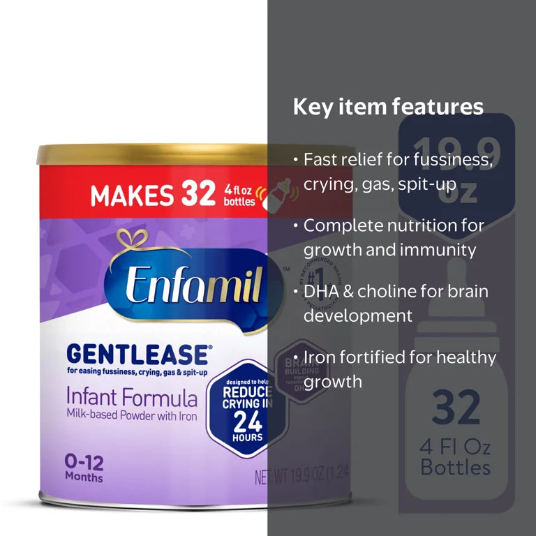 Enfamil Gentlease Easy to Digest Baby Formula for Easing Fussiness, Gas, Spit-up, 19.9 Oz Can