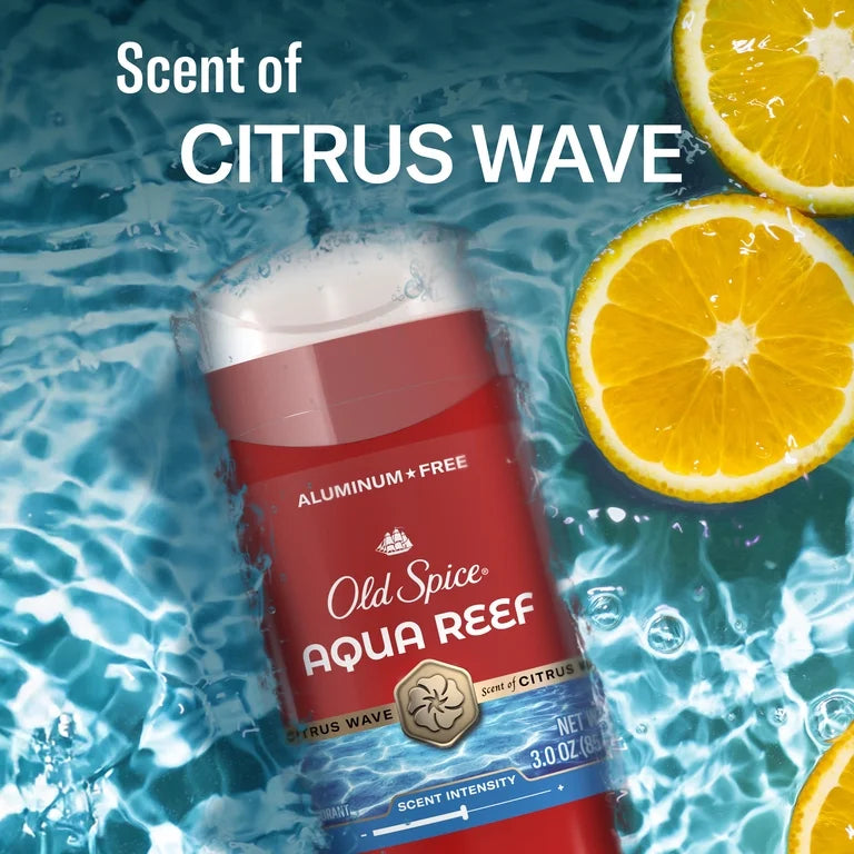 Old Spice Men's Aluminum Free Deodorant, Invisible Solid Stick, Aqua Reef, 3.0 oz