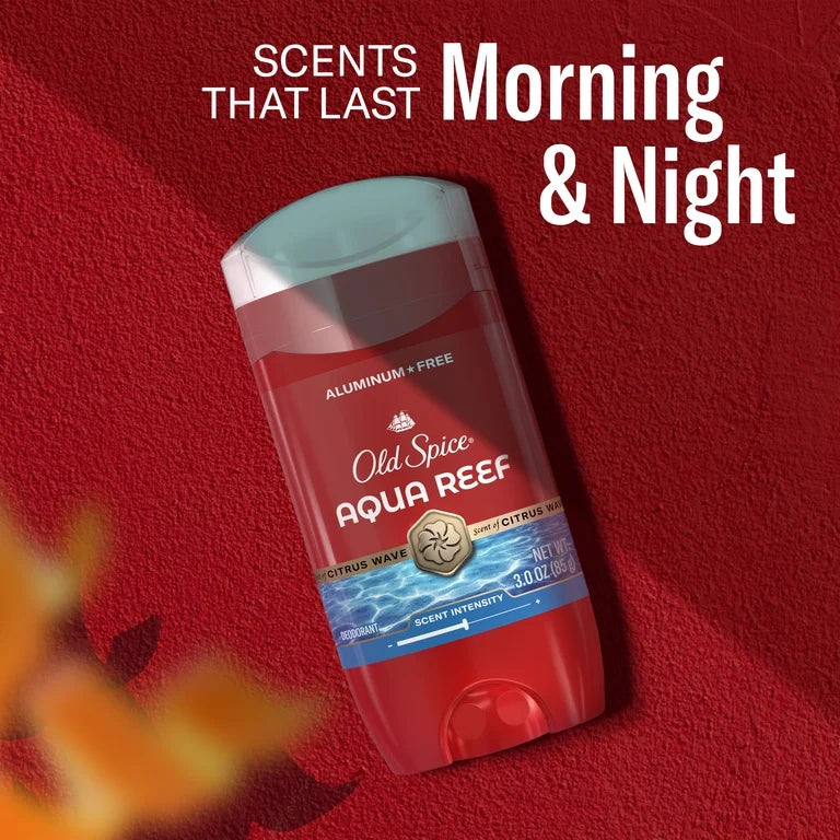 Old Spice Men's Aluminum Free Deodorant, Invisible Solid Stick, Aqua Reef, 3.0 oz