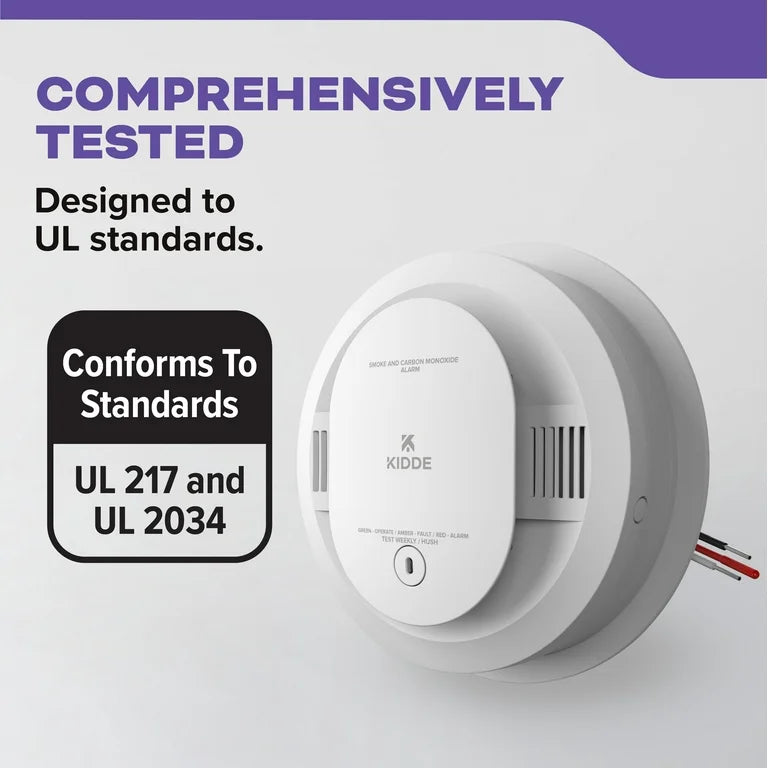 Kidde Hardwired Combination Smoke & Carbon Monoxide Detector, AA Battery Backup, 5-inch