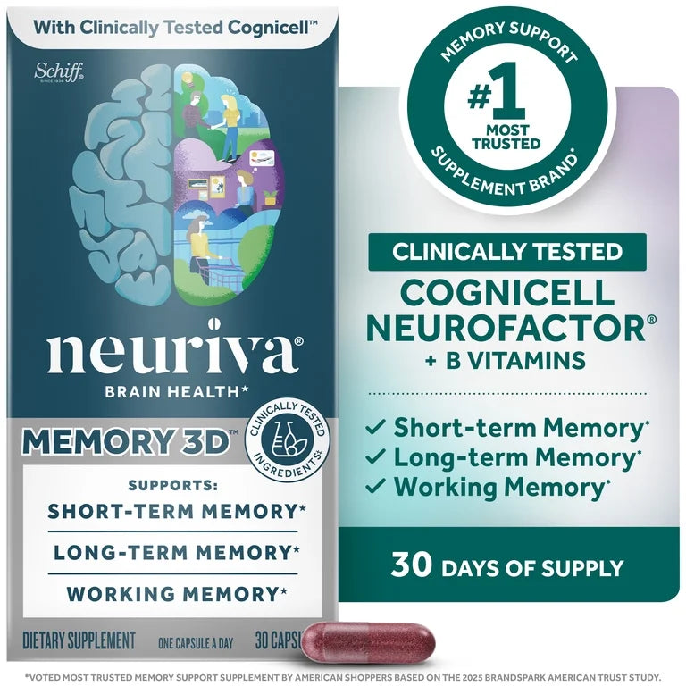 Neuriva Memory 3D Brain Supplements for Memory and Focus, 30 Count Capsules