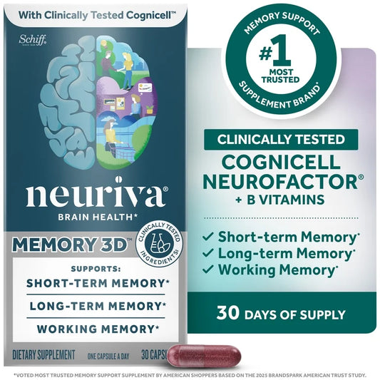 Neuriva Memory 3D Brain Supplements for Memory and Focus, 30 Count Capsules