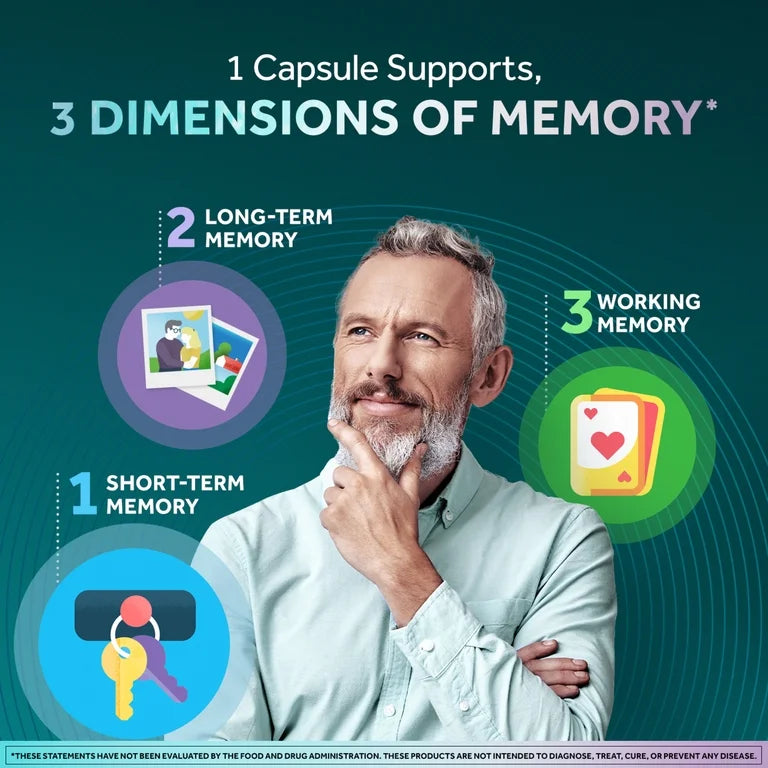 Neuriva Memory 3D Brain Supplements for Memory and Focus, 30 Count Capsules