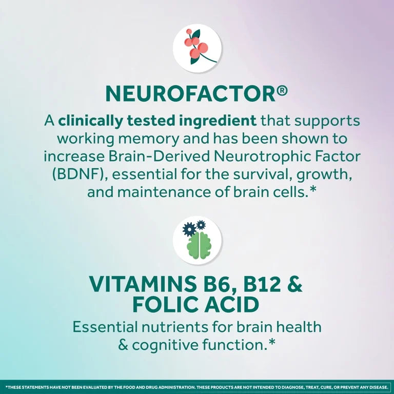 Neuriva Memory 3D Brain Supplements for Memory and Focus, 30 Count Capsules