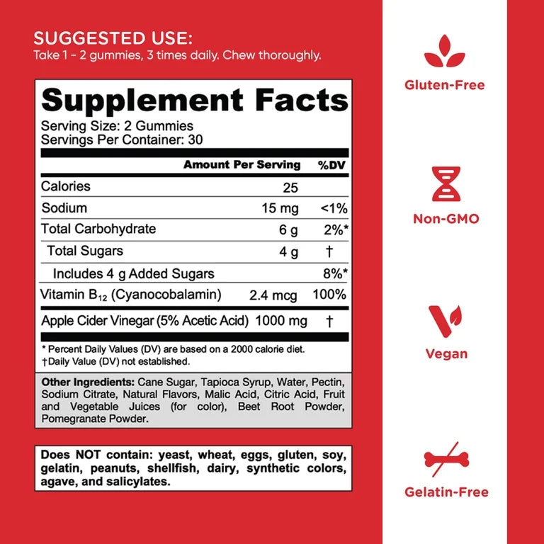 Goli Nutrition Apple Cider Vinegar Vegan Gummies, 60 Count