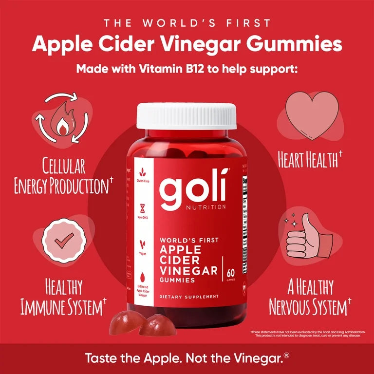 Goli Nutrition Apple Cider Vinegar Vegan Gummies, 60 Count