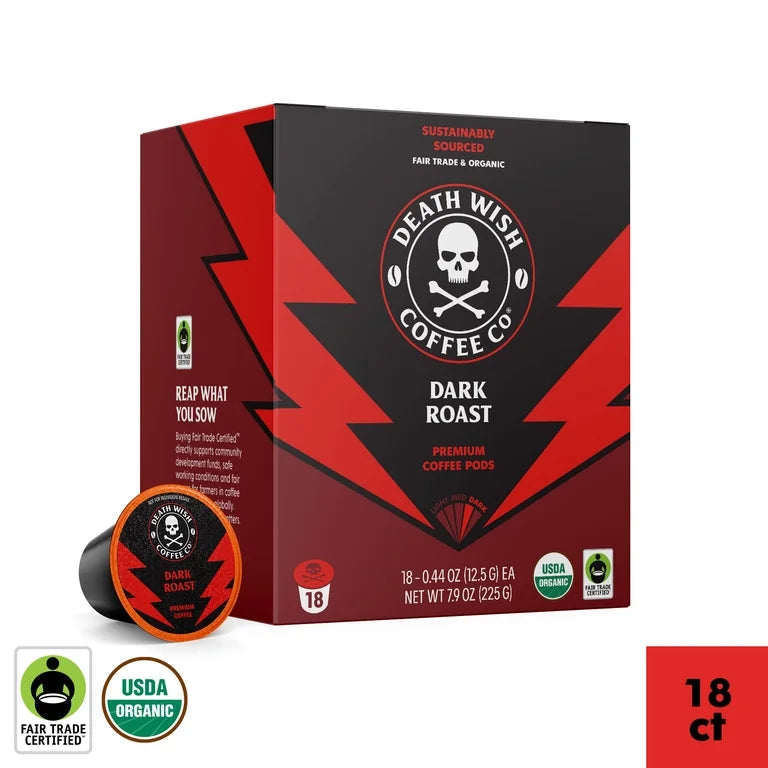 Death Wish Coffee Co., Single Serve Coffee Pods, Dark Roast, 36 Count