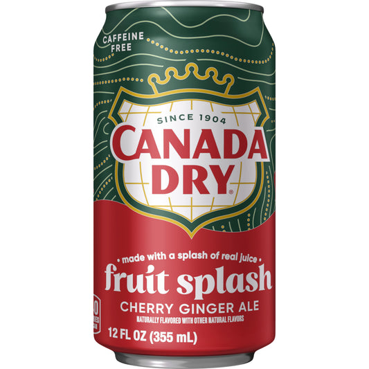 Canada Dry Fruit Splash Cherry Ginger Ale Soda Soft Drink, 12 Fl Oz