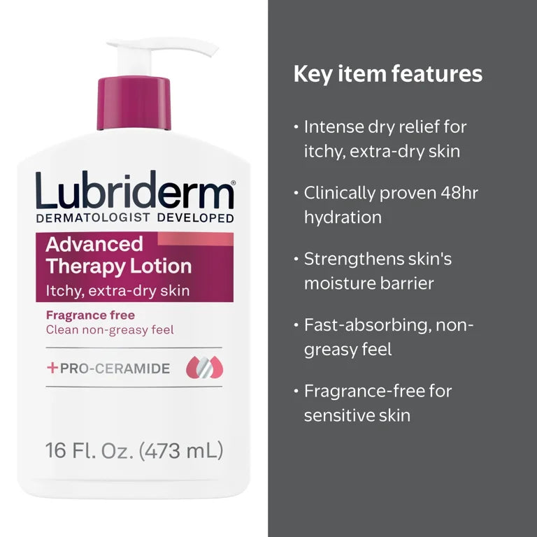Lubriderm Advanced Therapy Fragrance Free Lotion, Vitamin E, 16 fl. oz