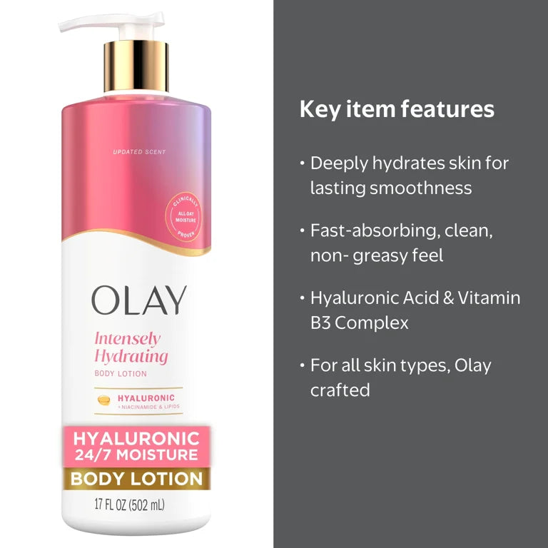 Olay Body Lotion, Nourishing & Hydrating with Hyaluronic Acid, 17 fl oz