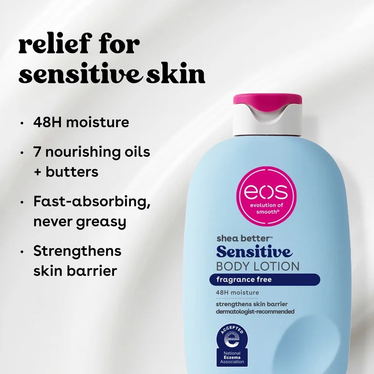 eos Shea Better Sensitive Skin Body Lotion for Dry Skin- Fragrance-Free, 16 fl oz