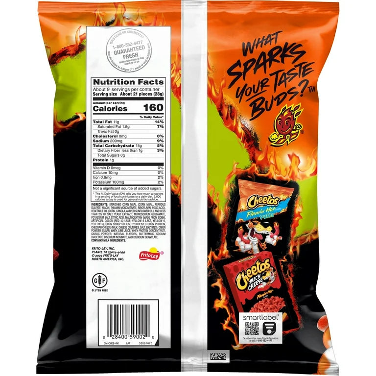 Cheetos, Crunchy Flamin' Hot Limon, Cheese Flavored Snacks, 8.5 Ounce Bag