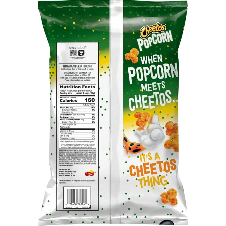 Cheetos Cheddar Jalepeno Popcorn, 6.5 oz Bag