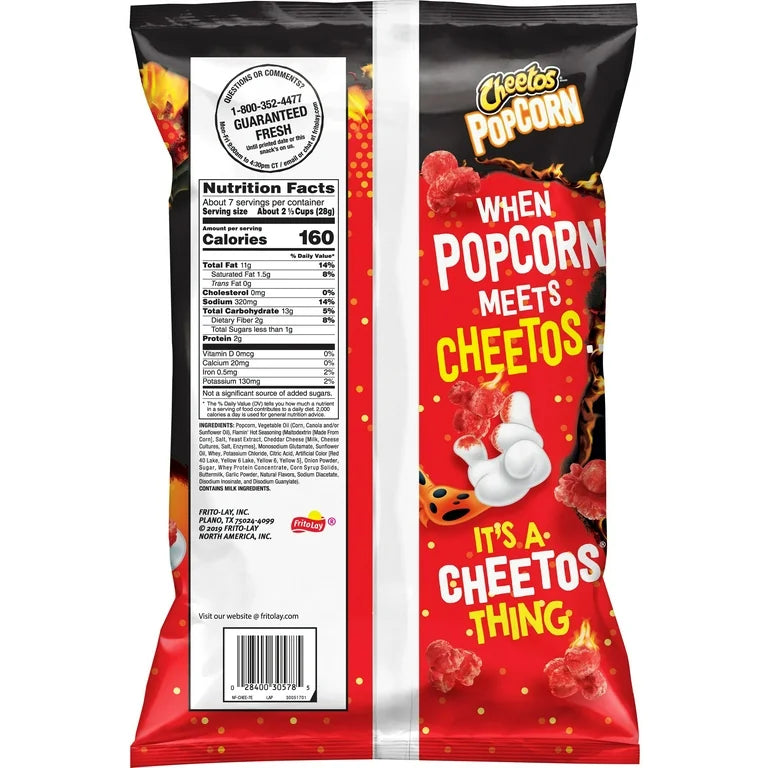 Cheetos Flamin' Hot Popcorn Flavored Snacks, 6.5 oz Bag