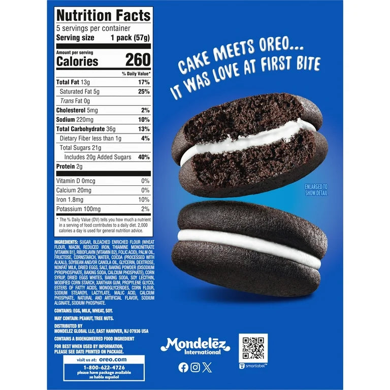 OREO Cakesters Soft Snack Cakes, 5 - 2.02 oz Snack Packs