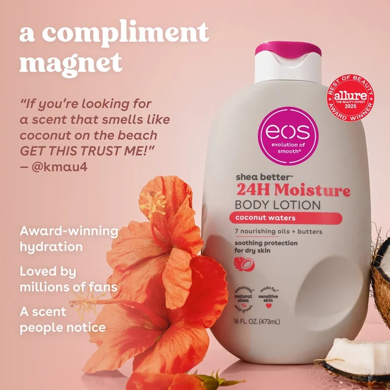 eos Shea Better Body Lotion- Fresh & Cozy, 24H Moisture for Dry Skin, 16 fl oz