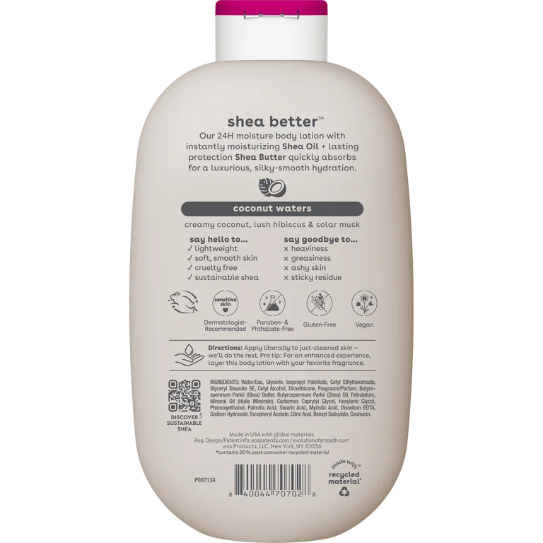 eos Shea Better Body Lotion- Fresh & Cozy, 24H Moisture for Dry Skin, 16 fl oz