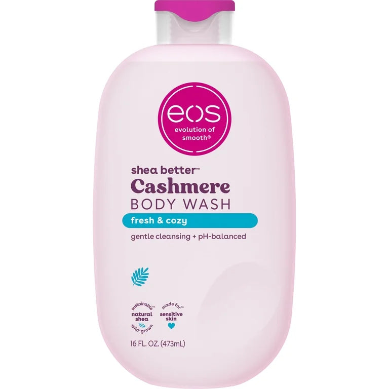 eos Shea Better Cashmere Body Wash - Fresh & Cozy, Creamy Gel Formula, Hyrdration for Dry Skin, 16 fl oz