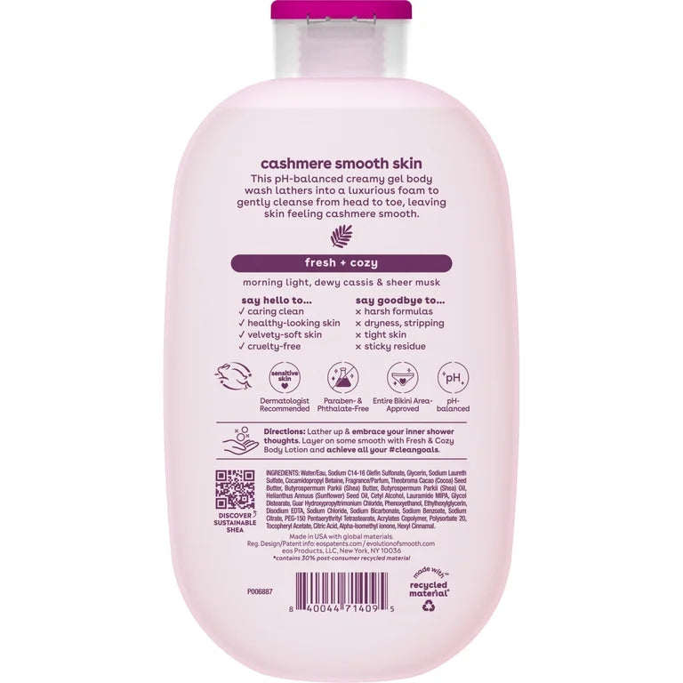 eos Shea Better Cashmere Body Wash - Fresh & Cozy, Creamy Gel Formula, Hyrdration for Dry Skin, 16 fl oz
