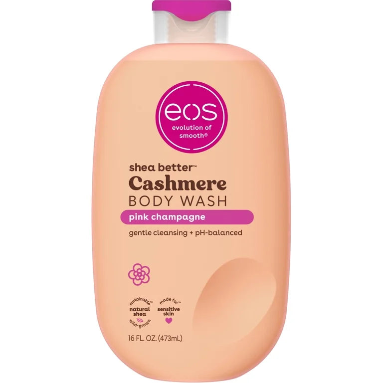 eos Shea Better Cashmere Body Wash - Pink Champagne, Creamy Gel Formula, Hyrdration for Dry Skin, 16 fl oz