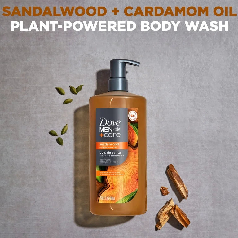 Dove Men+Care Sandalwood + Cardamom Oil Moisturizing Body Wash Sandalwood + Cardamom Oil Dermatologist Body Wash For MenSulfate Free, Paraben Free, & Dye Free, 26 fl oz