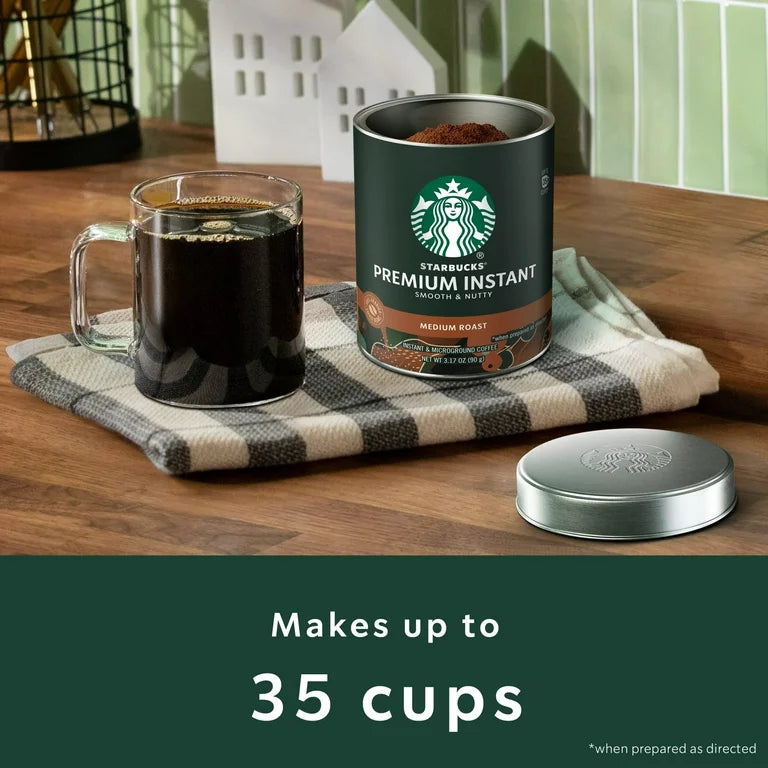 Starbucks Premium Instant Coffee, Medium Roast Coffee, Arabica Beans, 3.17 oz