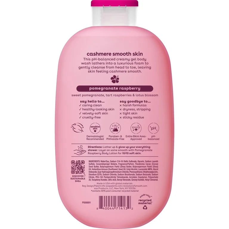 eos Shea Better Cashmere Body Wash, Pomegranate Raspberry, Creamy Gel Formula, 16 fl oz.