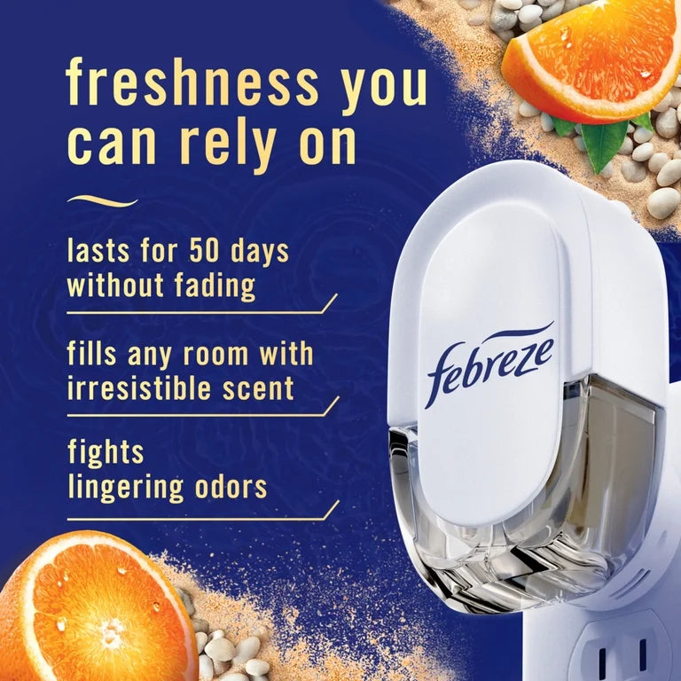 Febreze Plug In Air Freshener, Odor-Fighting Scented Oil 2 Refill, Tranquil Cove