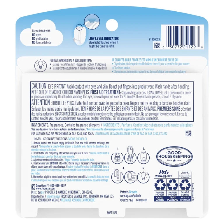 Febreze Plug In Air Freshener, Odor-Fighting Scented Oil 2 Refill, Tranquil Cove