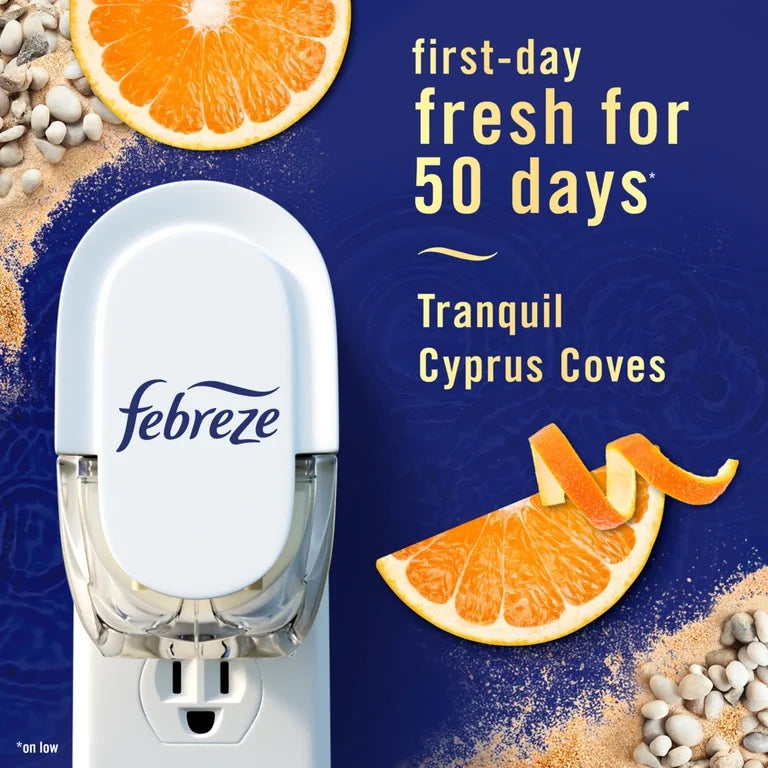 Febreze Plug In Air Freshener, Odor-Fighting Scented Oil 2 Refill, Tranquil Cove