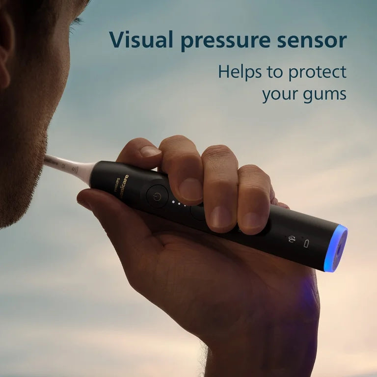 Philips Sonicare 6400 Series Electric Toothbrush - Next-Generation Sonicare Technology, Pressure Sensor, 9 Brushing Settings, Smartimer, Brushpacer, Replacement Reminder, 21-Day Runtime, HX7411/04, Black
