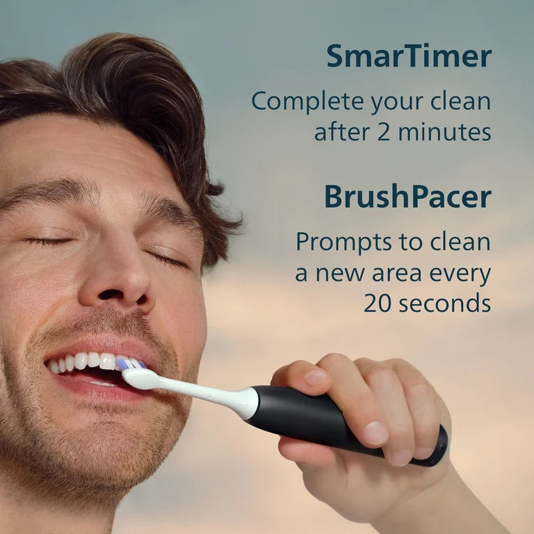 Philips Sonicare 6400 Series Electric Toothbrush - Next-Generation Sonicare Technology, Pressure Sensor, 9 Brushing Settings, Smartimer, Brushpacer, Replacement Reminder, 21-Day Runtime, HX7411/04, Black