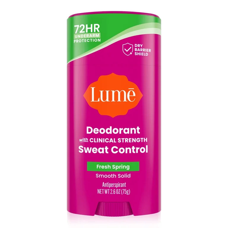 Lume Deodorant Plus Sweat Control Solid Antiperspirant Deodorant Stick, Fresh Spring, 2.6 oz