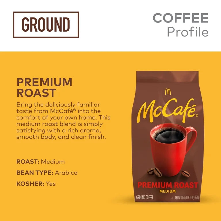 McCafe Premium Roast, Medium Roast, Ground Coffee, 30 oz