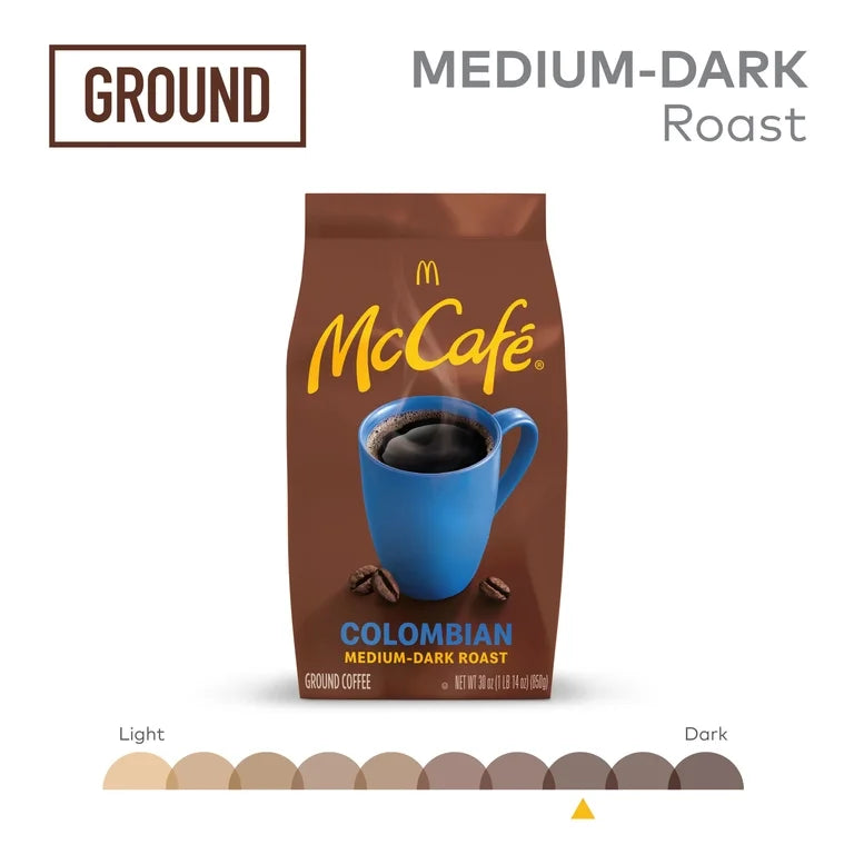 McCafe Colombian, Medium-Dark Roast, Ground Coffee, 30 oz