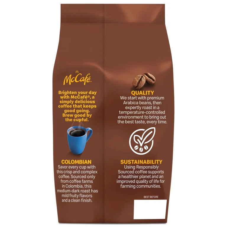 McCafe Colombian, Medium-Dark Roast, Ground Coffee, 30 oz