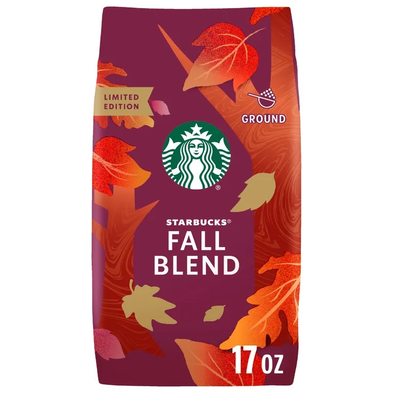 Starbucks Fall Blend Ground Coffee Medium Roast, Spice & Chestnut, Limited Edition Fall Flavors 17oz