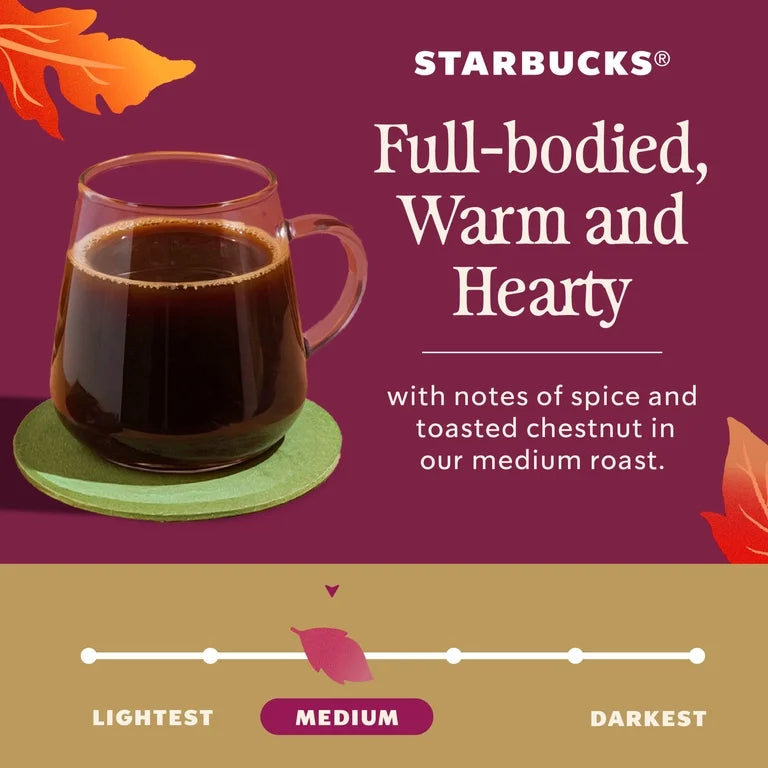 Starbucks Fall Blend Ground Coffee Medium Roast, Spice & Chestnut, Limited Edition Fall Flavors 17oz