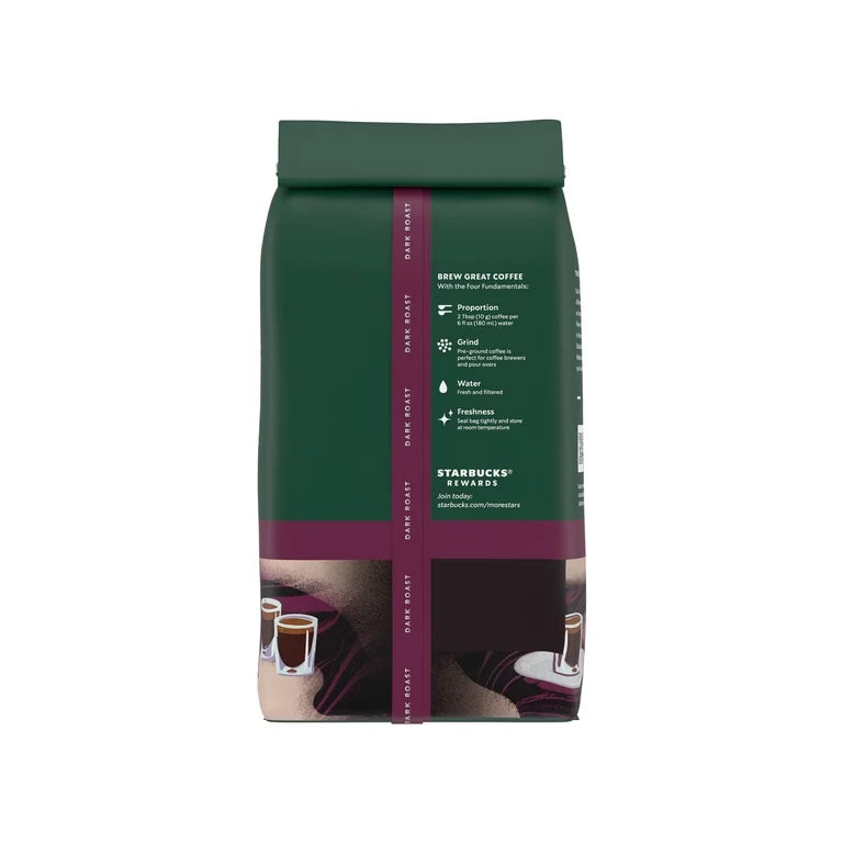Starbucks Espresso Roast, Ground Coffee, Dark Roast Hot or Iced Coffee, 18 oz