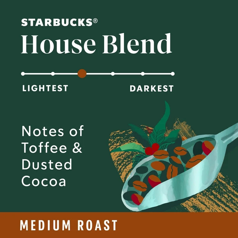 Starbucks House Blend, Ground Coffee, Medium Roast Hot or Iced Coffee, 18 oz
