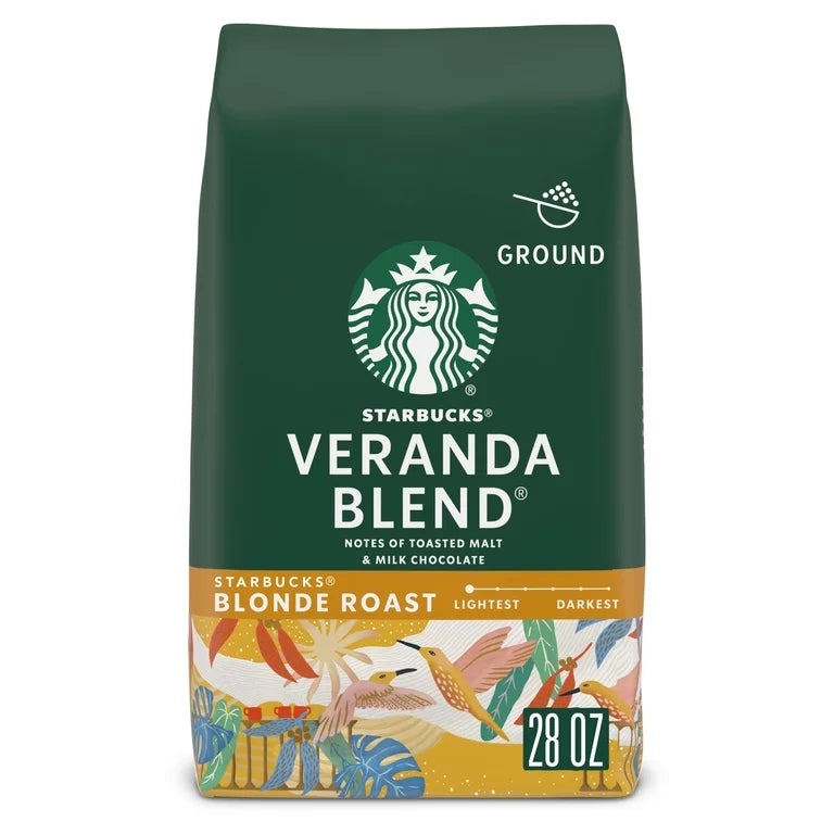 Starbucks Veranda Blend, Ground Coffee, Starbucks Blonde Roast Hot or Iced Coffee, 28 oz