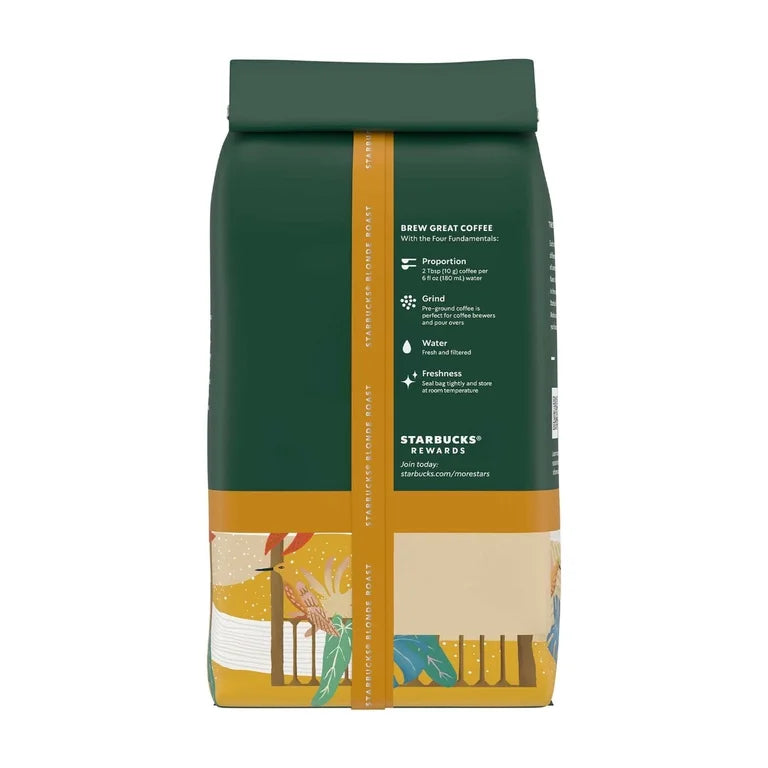 Starbucks Veranda Blend, Ground Coffee, Starbucks Blonde Roast Hot or Iced Coffee, 28 oz