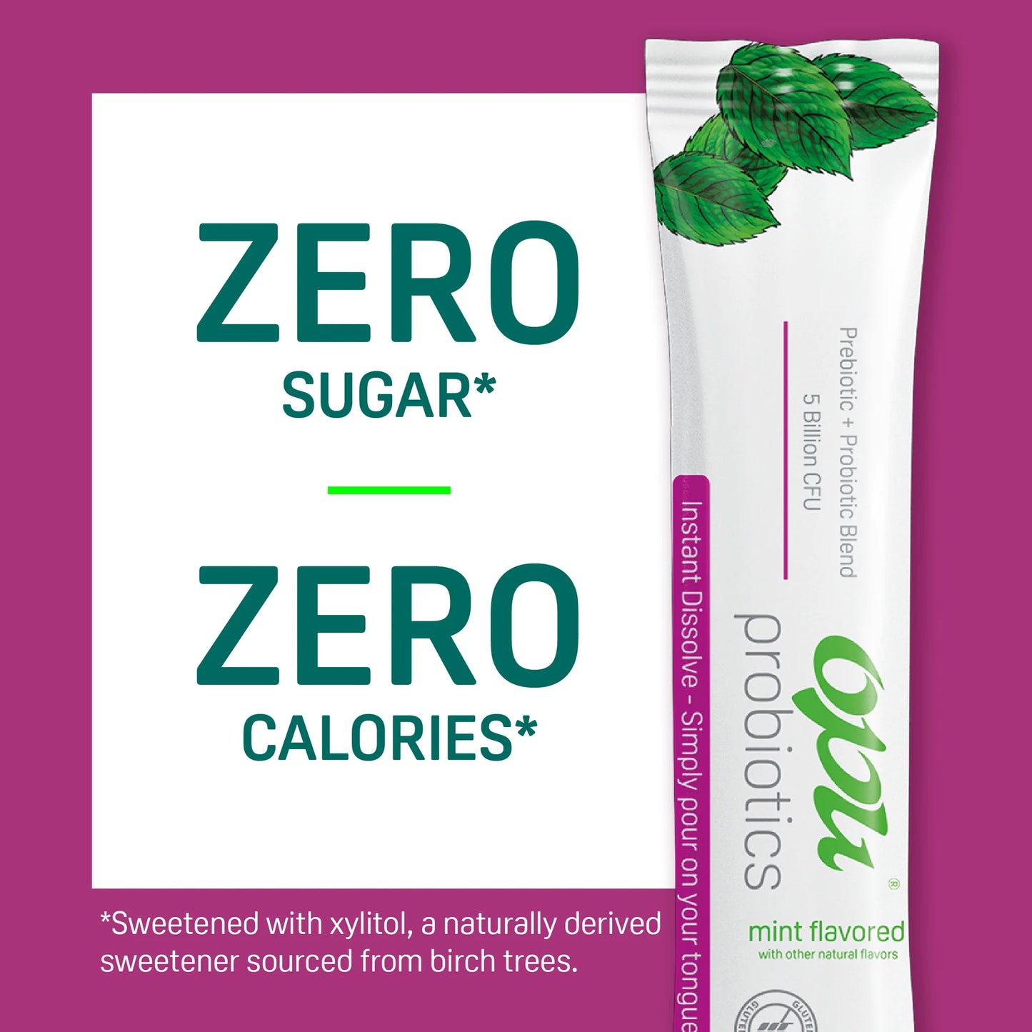 Opu Probiotics Mint Flavor Daily Probiotic Powder, Pour-On-Tongue Stick Packs, 30 Count