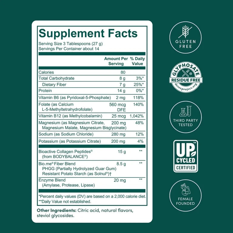 Bio.me GLP-1 Support Multi-Benefit Powder for Gut & Full Body Wellness, Raspberry – 14 Servings (13.3 oz)