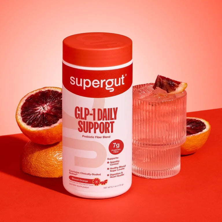 Supergut GLP-1 Daily Support Blood Orange Prebiotic Fiber Blend for Metabolism Support & Digestive Health, 6.1 oz, 18 Servings