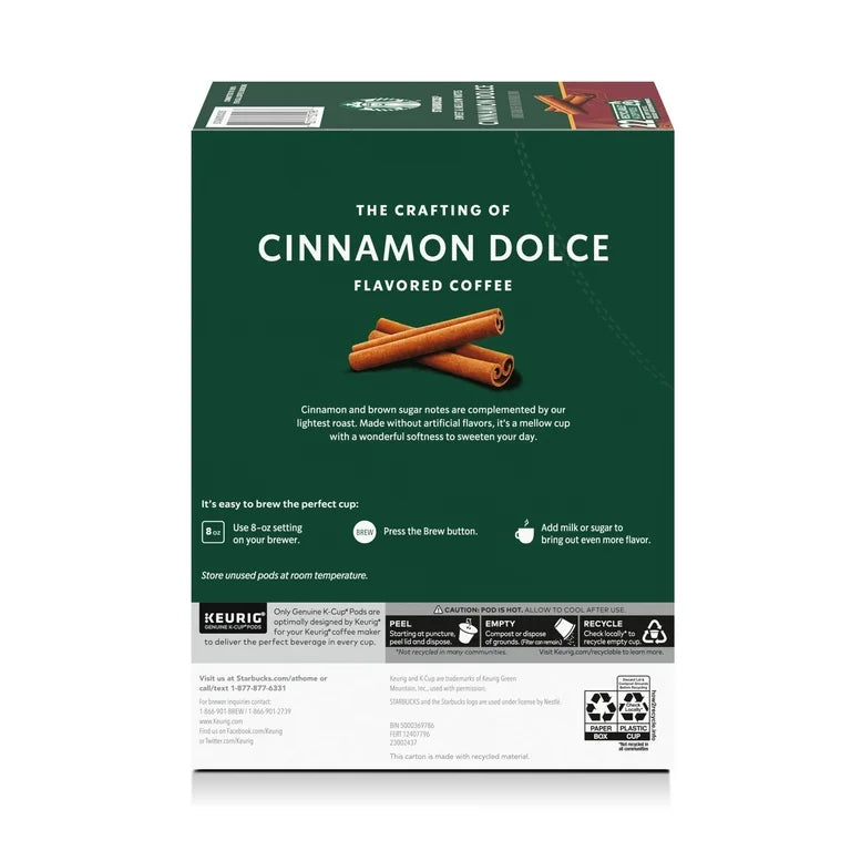 Starbucks Cinnamon Dolce, Medium Roast Coffee, Keurig K-Cup Coffee Pods, 22 Count
