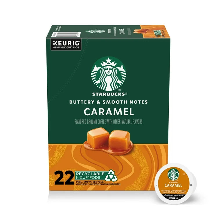 Starbucks Caramel, Medium Roast Coffee, Keurig K-Cup Coffee Pods, 22 Count