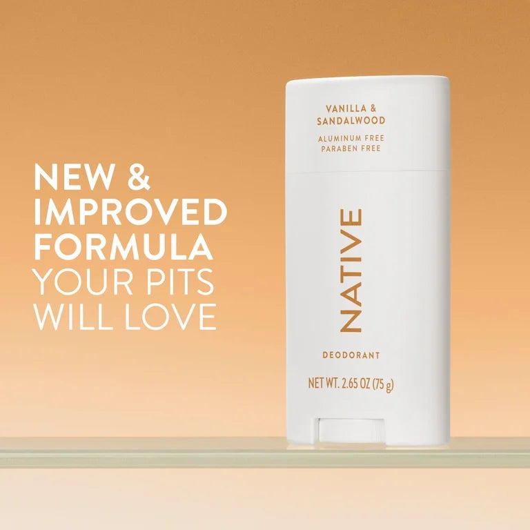 Native Deodorant, Aluminum Free, Vanilla & Sandalwood, for Women and Men, 2.65 oz
