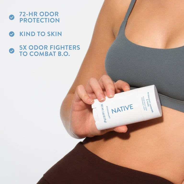 Native Deodorant, Aluminum Free, Midnight Jasmine & Sage, for Women and Men, 2.65 oz