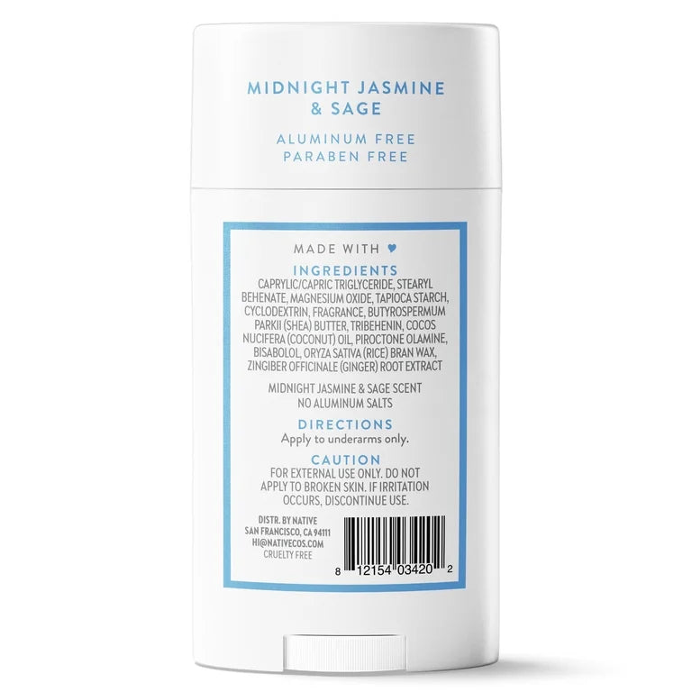 Native Deodorant, Aluminum Free, Midnight Jasmine & Sage, for Women and Men, 2.65 oz